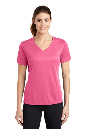 Sport-TekÂ® Ladies PosiChargeÂ® RacerMeshÂ® V-Neck Tee