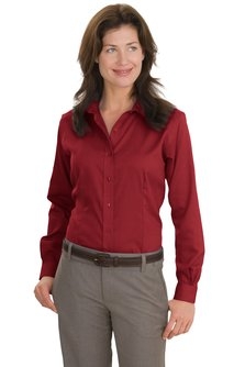 Ladies Red HouseÂ® Nailhead Non-Iron Button-Down Shirt.