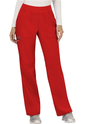 Mid Rise Straight Leg Pull-on Pant in Red