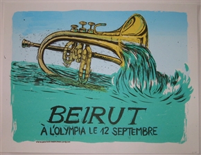 Beirut Silkscreen Concert Poster by Gina Kelly