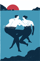 Couple Bathing Art Print by Iker Ayestaran