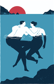 Couple Bathing Art Print by Iker Ayestaran