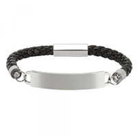 Leather and Stainless  ID Bracelet