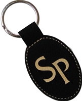 Vegan Leather Oval Black Key Ring