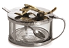 Olive Branch Gold Condiment Container w/ Spoon