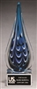 Blue and black teardrop art glass award
