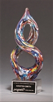 Helix-Shaped Multi-Color Art Glass Award