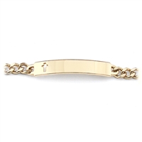 Gold Ladiesâ€™ ID Bracelet with Cut Out Cross Plaque
