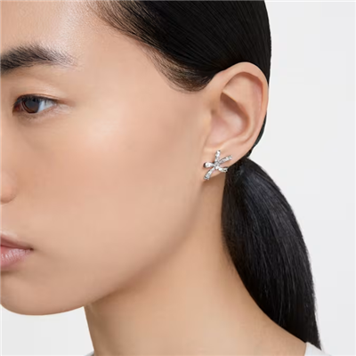 Swarovski Volta stud earrings Bow, Small, White, Rhodium plated