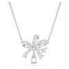 Swarovski Volta necklace Bow, Small, White, Rhodium plated