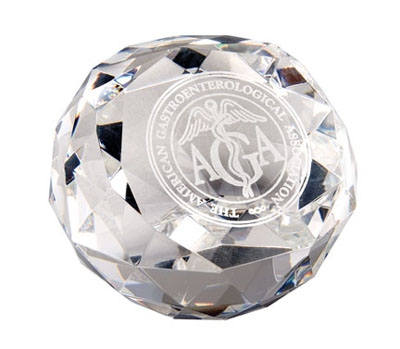 Diamond Cut Glass Award Paperweight