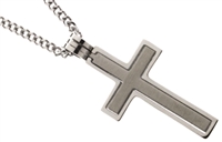 STAINLESS STEEL CROSS PENDANT 24" CURB CHAIN