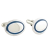 Sterling Silver Cuff Links with Blue Trim