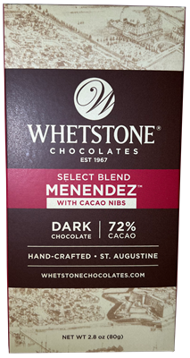Menendez Dark Chocolate with Cocoa Nibs Bar (72% Cocoa) 80g