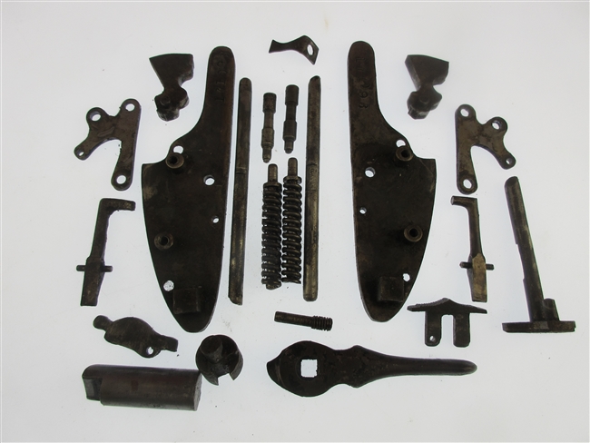 Crescent Side By Side Parts Assortment
â€‹Hammers, Sears, Side Plates, Safety Etc.
â€‹Hammerless Coil Mainspring Model
