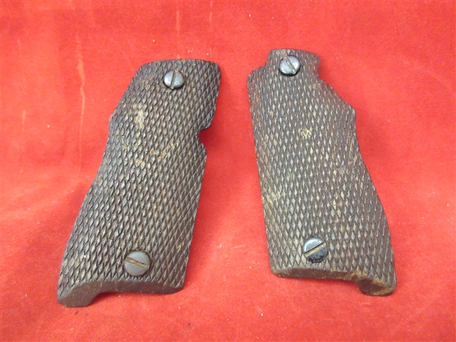 Iver Johnson Pony Recoil Grip Panels, Checkered Wood