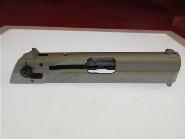 Stoeger Cougar Slide Assembly, .40 S&W
â€‹Safety, Firing Pin, Extractor & Sights. Silver Cerakote