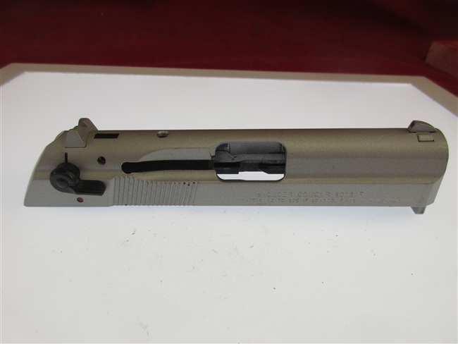 Stoeger Cougar Slide Assembly, .40 S&W
â€‹Safety, Firing Pin, Extractor & Sights. Silver Cerakote