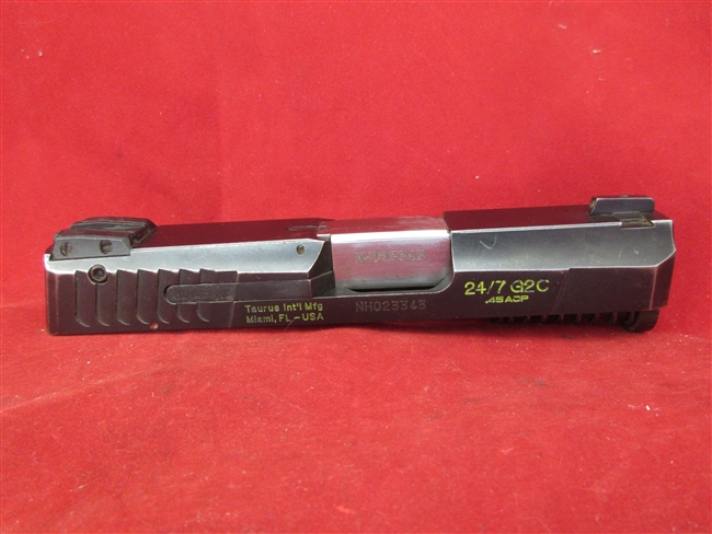 Taurus 24/7 G2C Slide Assembly, .45 ACP
â€‹Includes Firing Pin, Extractor, Sights, Barrel & Recoil Spring