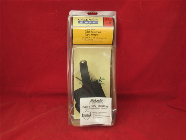 Uncle Mikes High Ride Holster, #9618-1
Fits S&W 9MM, 40, Sub Compact .45,
3 1/4" - 4" Barrels
New Old Stock