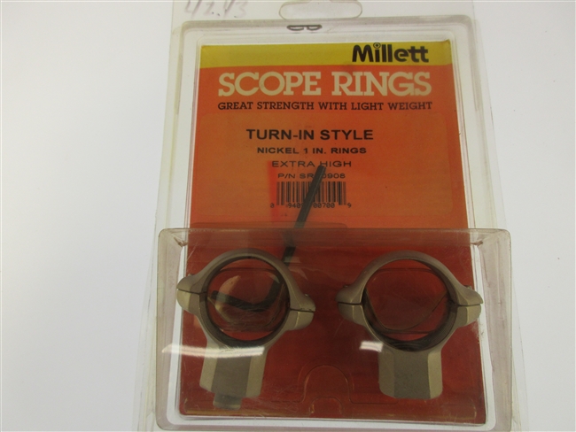 Millett # SR00908 Scope Rings, Extra High 1"
â€‹Nickel Finish Turn In Style