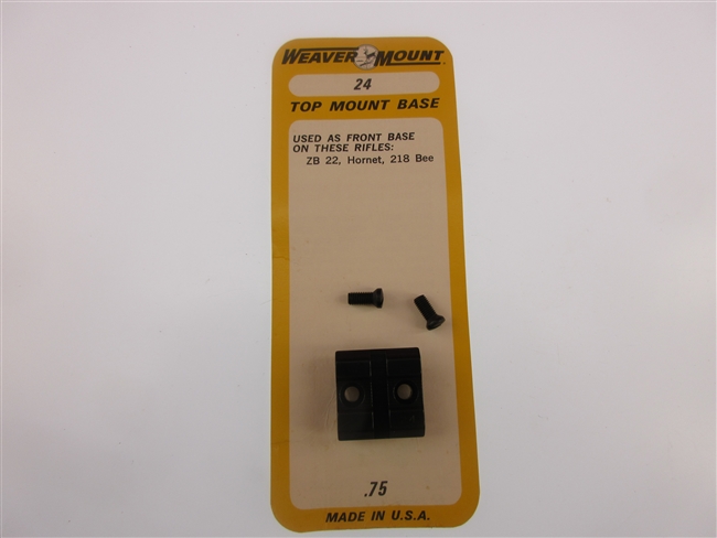 Weaver Top Mount Base #24
Front base for ZB22, Hornet, 218 Bee
