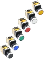 YuCo YC-P22PM 22mm Push Button Non-Illuminated Flush Cap, Choose: Color, Voltage, Switch Action