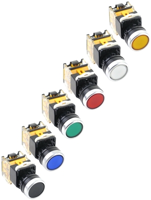 YuCo YC-P22PM 22mm Push Button Non-Illuminated Flush Cap, Choose: Color, Voltage, Switch Action