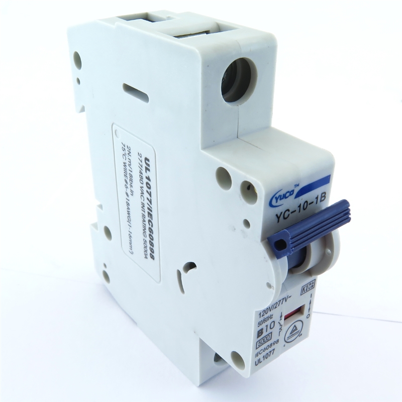 YuCo YC-10-1B  CIRCUIT BREAKER 1 POLE 10 AMP B.CURVE DIN RAIL MOUNT 120/277V