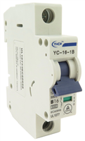 YuCo YC-16-1B  CIRCUIT BREAKER 1 POLE 16 AMP B.CURVE DIN RAIL MOUNT 120/277V