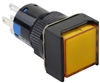 YuCo YC-16I-MAIN-FY-2  16mm Square Illuminated 5-Pin Push Button - Maintained - 110V AC/DC - Yellow