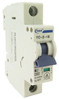 YuCo YC-2-1B  CIRCUIT BREAKER 1 POLE 2 AMP B.CURVE DIN RAIL MOUNT 120/277V