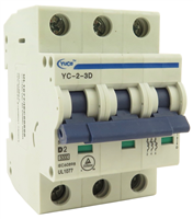 YuCo YC-2-3D MINIATURE DIN RAIL CIRCUIT BREAKER 3 POLE 2 Amp 220/480v D CURVE