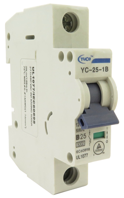 YuCo YC-25-1B  CIRCUIT BREAKER 1 POLE 25 AMP B.CURVE DIN RAIL MOUNT 120/277V