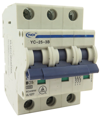 YC-25-3B YuCo CIRCUIT BREAKER 3P 25A 277/480V B CURVE  UL 1077 CSA C22.2