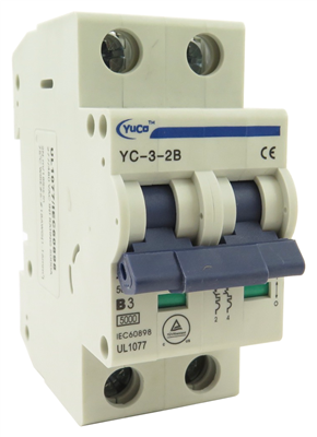 YC-3-2B YuCo CIRCUIT BREAKER 2P 3A 277/480V B CURVE  UL 1077 CSA C22.2