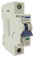 YuCo YC-4-1B  CIRCUIT BREAKER 1 POLE 4 AMP B.CURVE DIN RAIL MOUNT 120/277V