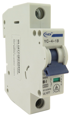 YuCo YC-4-1B  CIRCUIT BREAKER 1 POLE 4 AMP B.CURVE DIN RAIL MOUNT 120/277V