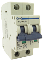 YuCo YC-4-2B YuCo MINIATURE DIN RAIL CIRCUIT BREAKER 2 POLE 4 Amp B CURVE 220/480v