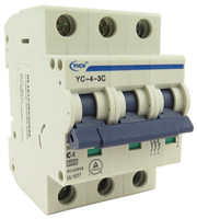 YuCo YC-4-3C MINIATURE DIN RAIL CIRCUIT BREAKER 3 POLE 4 Amp 220/480v C CURVE