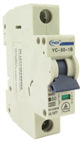 YuCo YC-50-1B  CIRCUIT BREAKER 1 POLE 50 AMP B.CURVE DIN RAIL MOUNT 120/277V