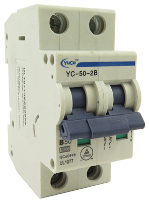 YuCo YC-50-2B MINIATURE DIN RAIL CIRCUIT BREAKER 2 POLE 50 Amp B CURVE 220/480v