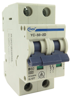 YuCo YC-50-2D MINIATURE DIN RAIL CIRCUIT BREAKER 2 POLE 50 Amp 220/480v D CURVE