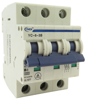 YuCo YC-6-3B MINIATURE DIN RAIL CIRCUIT BREAKER 3 POLE 6 Amp B CURVE 220/480v