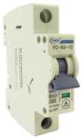 YuCo YC-63-1C MINIATURE DIN RAIL CIRCUIT BREAKER 1 POLE 63 Amp C CURVE 120/277v