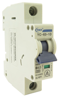 YuCo YC-63-1D MINIATURE DIN RAIL CIRCUIT BREAKER 1 POLE 63 Amp 120/277v D CURVE