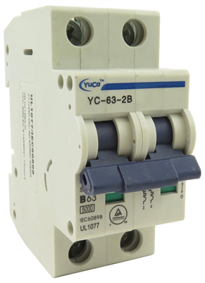 YuCo YC-63-2B MINIATURE DIN RAIL CIRCUIT BREAKER 2 POLE 65 Amp B CURVE 220/480v