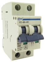 YuCo YC-63-2C MINIATURE DIN RAIL CIRCUIT BREAKER 2 POLE 63 Amp 220/480v