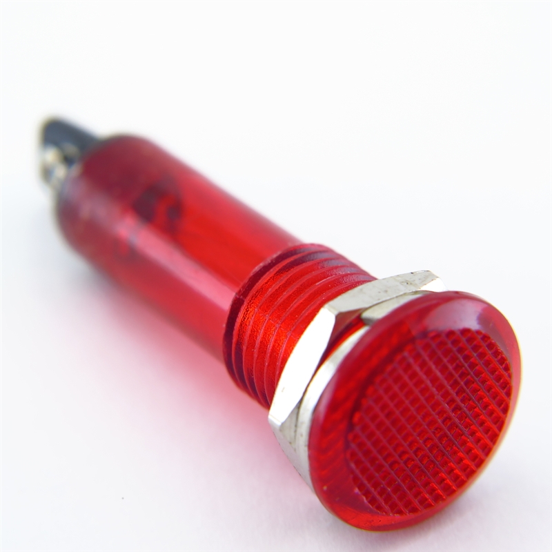 YuCo YC-9TRL-5R-120-N NEON 9MM MINI PILOT LIGHT RED 120V AC/DC TERMINAL RING+NUT FLAT ROUND CAP