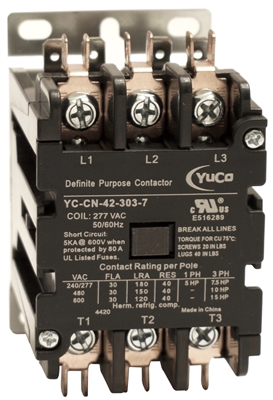 YuCo YC-CN-42-303-7 Replacement fits Siemens Furnas 42BF35AL Definite Purpose Contactor 30A 3P 277V Coil